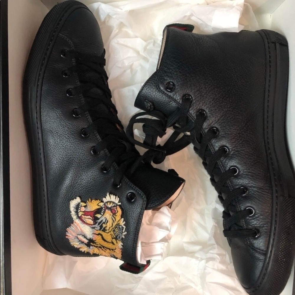 Gucci high top tiger sneakers